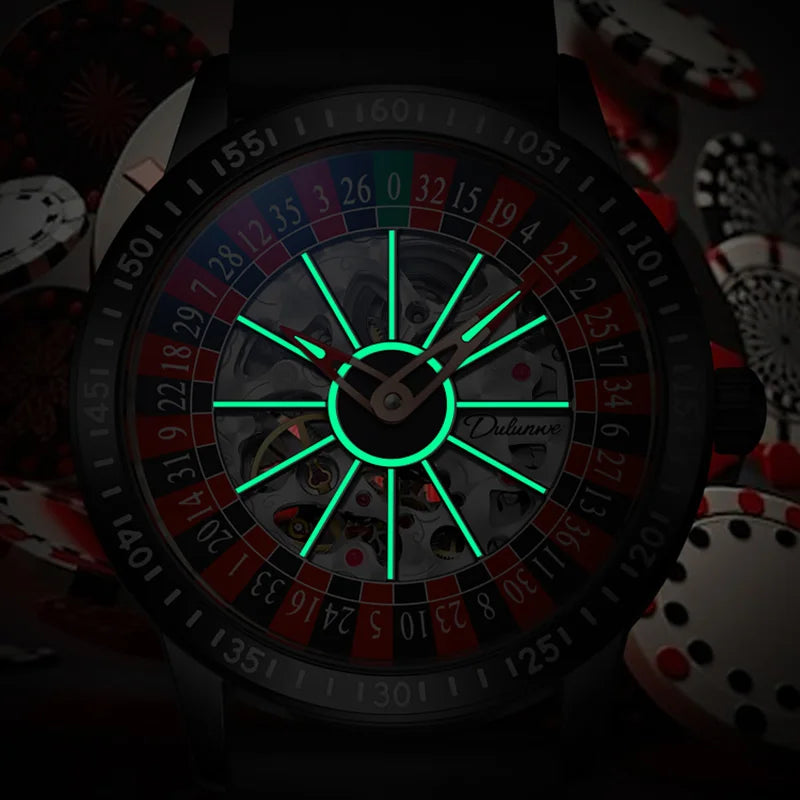 Men Mechanical Watch Automatic Luxury Gambling Rotating Plate Dial Wristwatch Man Casual Waterproof Luminous Clock Reloj Hombre