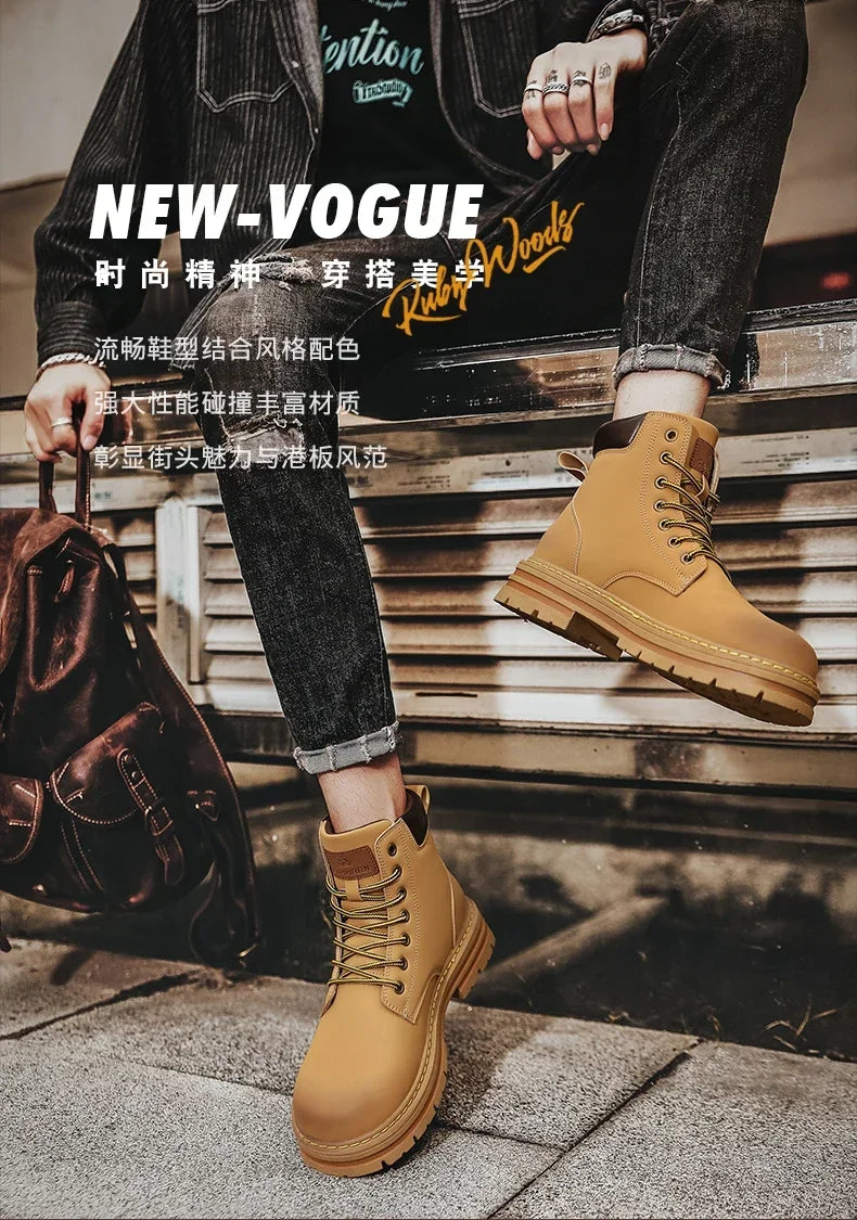 2024 New Men Boots Fashion Motorcycle Ankle Boots for Waterproof Hiking Boot Winter Chelsea Retro Boots Comfy