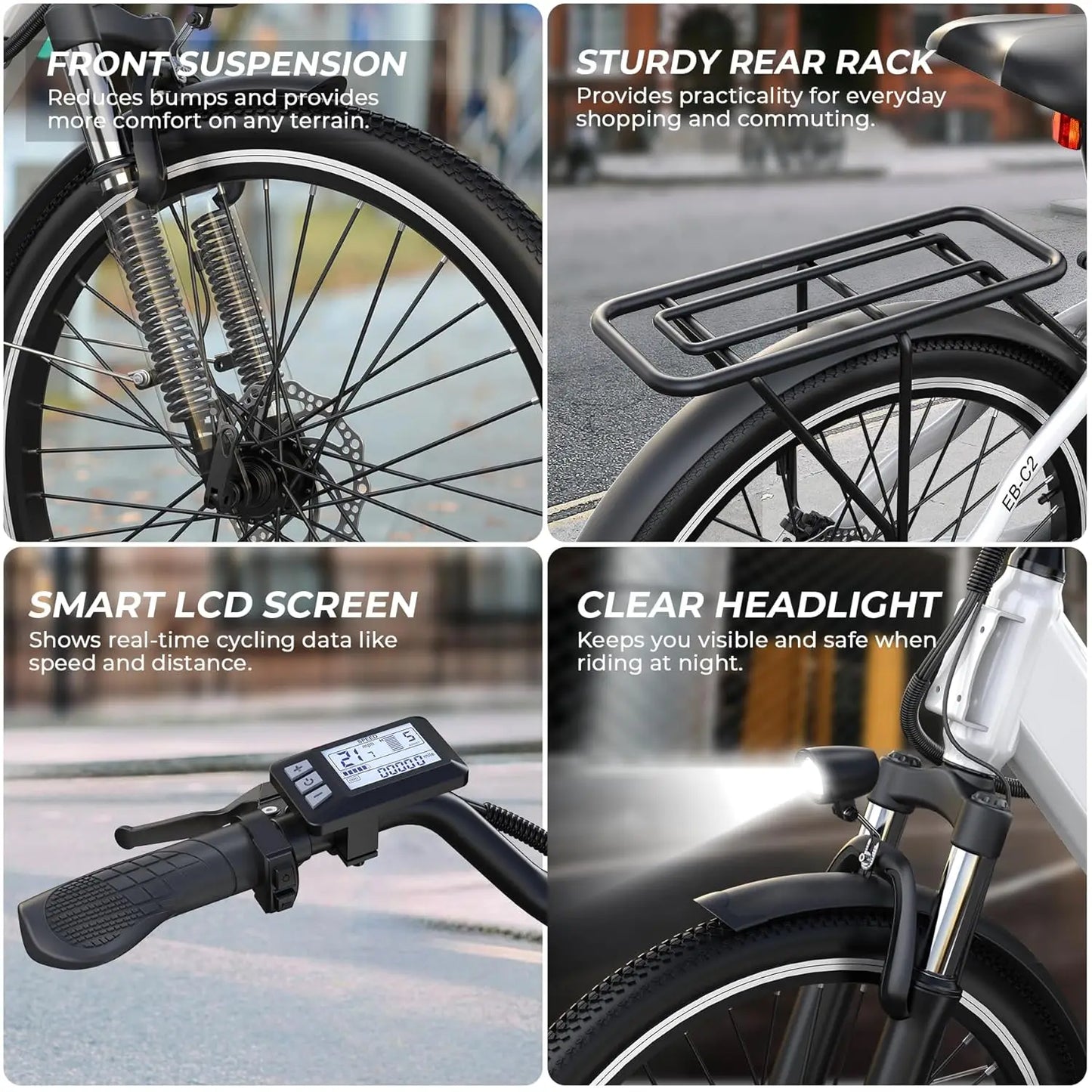 Electric Bike for Adults,26" Step-Thru EBike with 1000W Peak Motor,50 Miles 21.7MPH Adult Electric Bicycles with, Customized