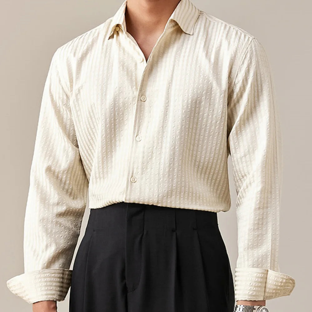 2025 Spring Shirts Men Dress Stripe Long Sleeve Shirt British Versatile Casual Cotton Shirt Fashion Man Camisa Social Masculina