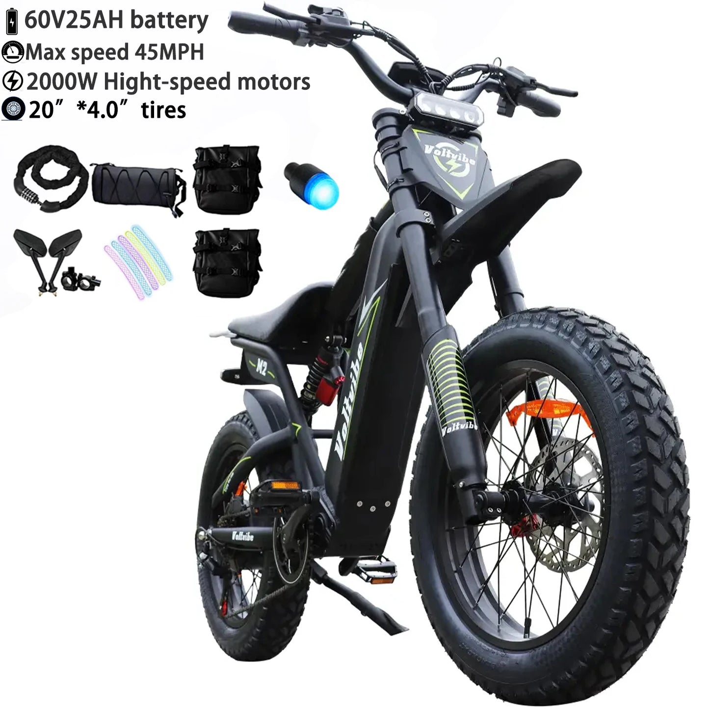 OEM DM01 Electric Motorcycles Peak 3000W Brushless Gearless Motors 60V 30AH Lithium Battery Max Speed 42MPH Adult Off Road Ebike
