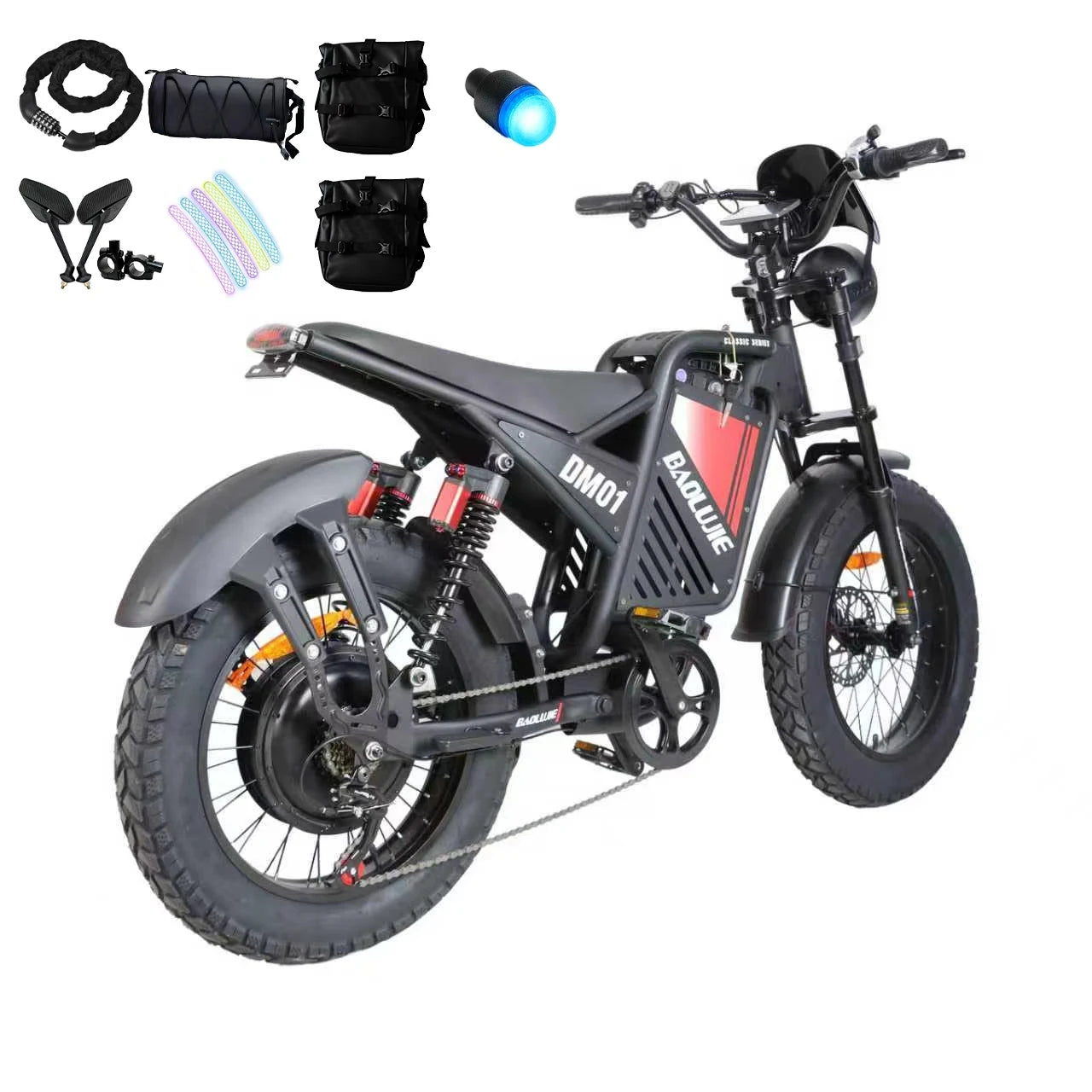 BAOLUJIE DM01 Electric Motorcycle 2000W Moto Electric Bicycle 60V30AH Battery Color Display 42 MPH EBike UL2849【1 Year Warranty】
