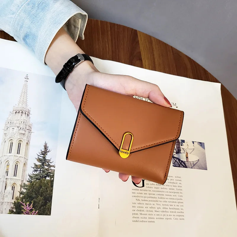 New Leather Women's Wallet Fashionable Three Fold Simple Black High-quality Soft Leather Wallet Leather Small Coin Pocket