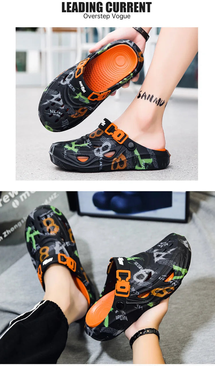2025 New Men's Clogs Slippers Home Platform Sandals Summer Outdoor Beach Water Shoes Non-slip Male Sneakers Lightweight Sandals
