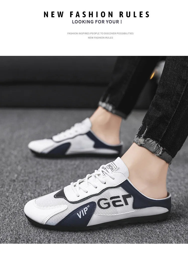 Men Slippers Trend Baotou Shoes for Men Summer Breathable Casual Shoe Vulcanized Flats Male Sneakers Half Slip-on Shoes 2026