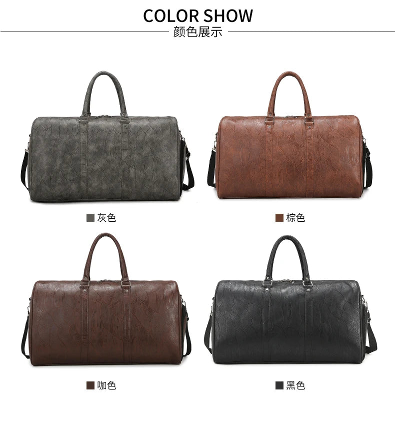 Soft Leather Travel Bag Large Capacity Fashion Weekend Bag Handle Bag Lightweight Sports Gym Bag With Separate Shoe Compartment