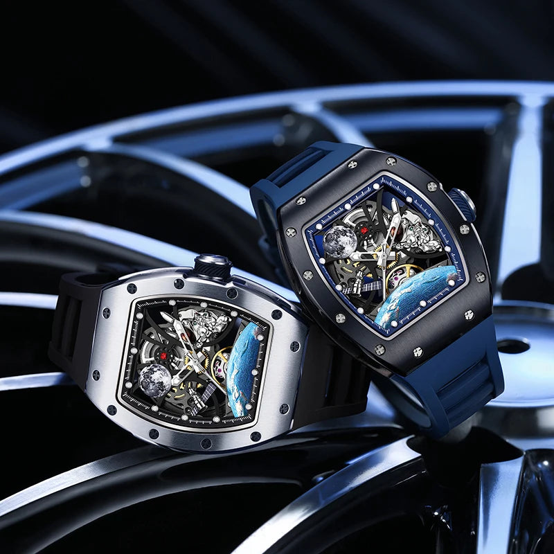 2025 High Quality Men's Automatic Watch with Stylish Sports Silicone Strap  Waterproof Mechanical Watches for Active Lifestyles