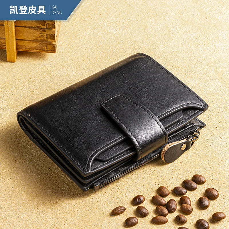 Short Genuine leather Wallet for Man Daily Real Cow Leather Purse 2025 New Boys RFID Card Holder Coin Purse