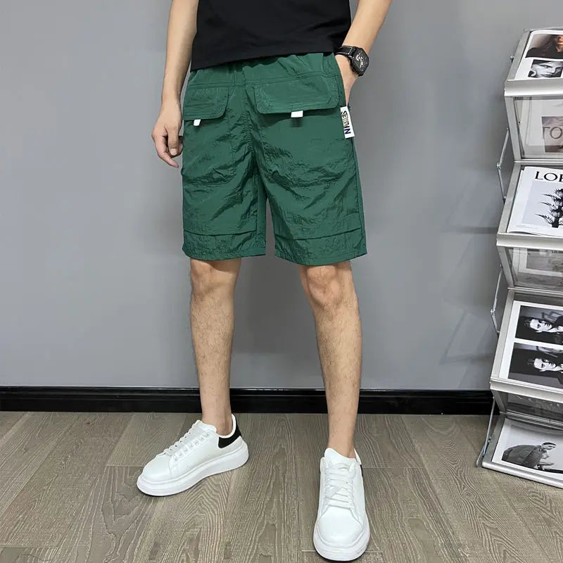 Men's Shorts Summer Thin American Large Pocket Work Casual Trendy Versatile Ice Silk Quick-drying Beach Pants Men