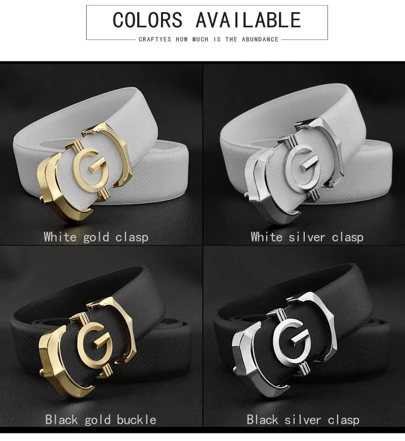 Designer belts men high quality genuine leather fashion G belt men luxury brand Cowskin casual white Waist Strap ceinture homme