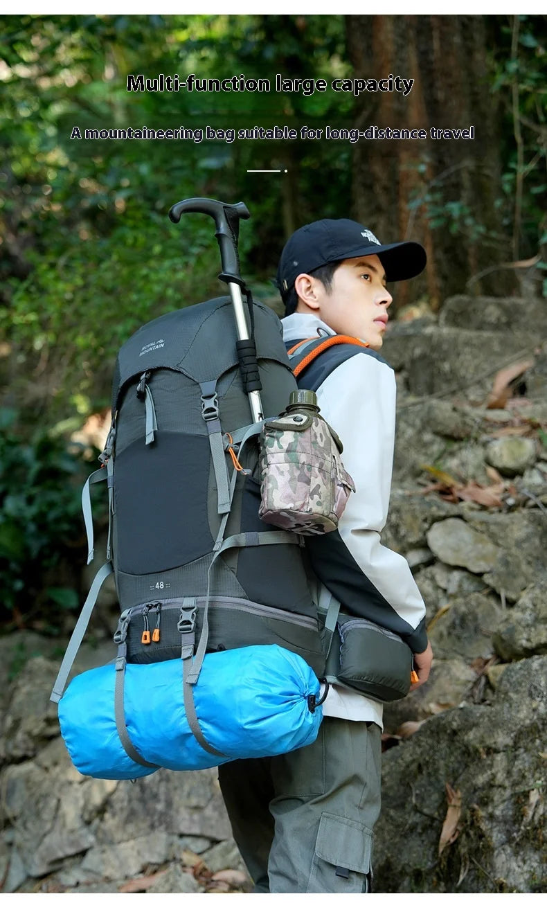 48L Camping Backpack Travel Bag For Men Large Capacity Outdoor Sport Trekking Hiking Mountaineering Shoulder Bag with Rain cover