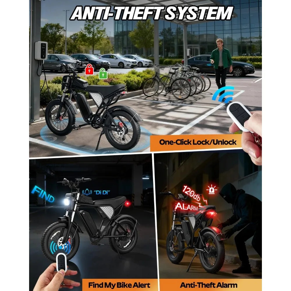 Electric Bike for Adult 1500W Peak Motor, 35MPH Speed, 48V 25AH Removable Large Battery Up to 80 Miles Range, UL, Customized