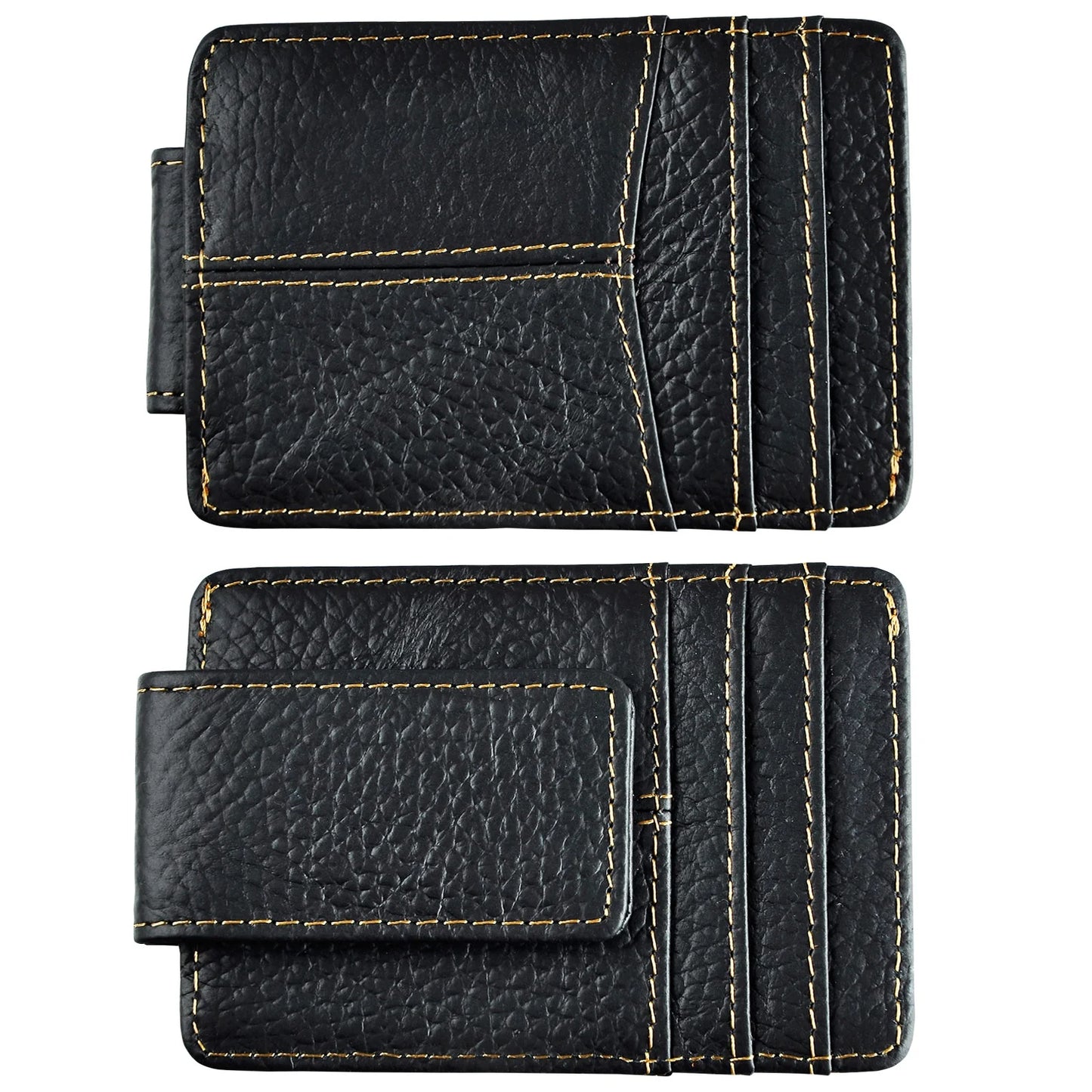 Leather Magnetic Money Clip Men Father's Day Gift Wallet Card Photo Holder Design Handy Front Pocket Wallet Mini Purse Male 1017