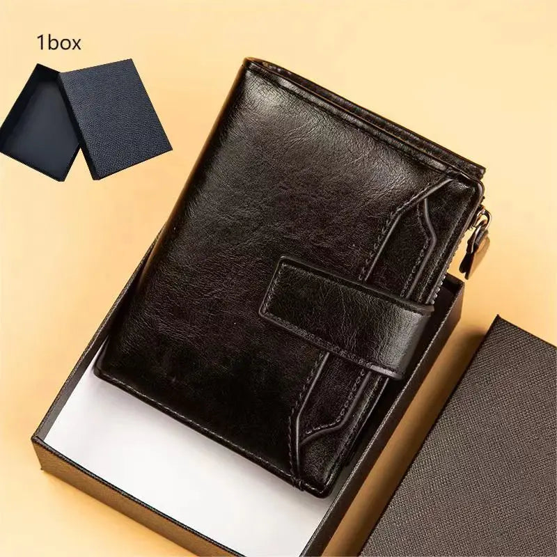 Men's Wallet New Leather Short Vintage Multi-card PU Leather Pop Gift Box Gift