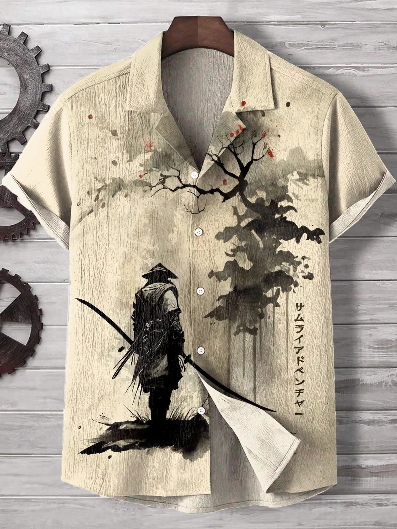 Japanese Style Samurai Cat 3d Print Hawaiian Shirt Men Women Fashion Short Sleeve single-breasted Casual Beach Shirts Men blouse
