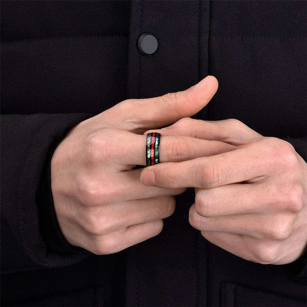 Fashion Viking Tree Of Life Stainless Steel Abalone Shell Rings For Men Odin Norse Viking Rune Rings Retro Amulet Jewelry Gift