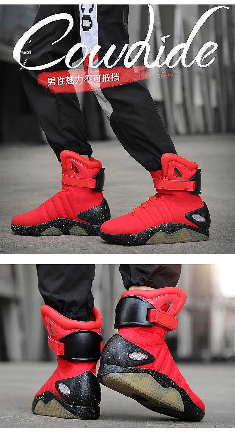 New Boots for Men,Women,USB Rechargeable Glowing Shoes Man Winter Boots Party Shoes Cool Soldier Boots Back to Future