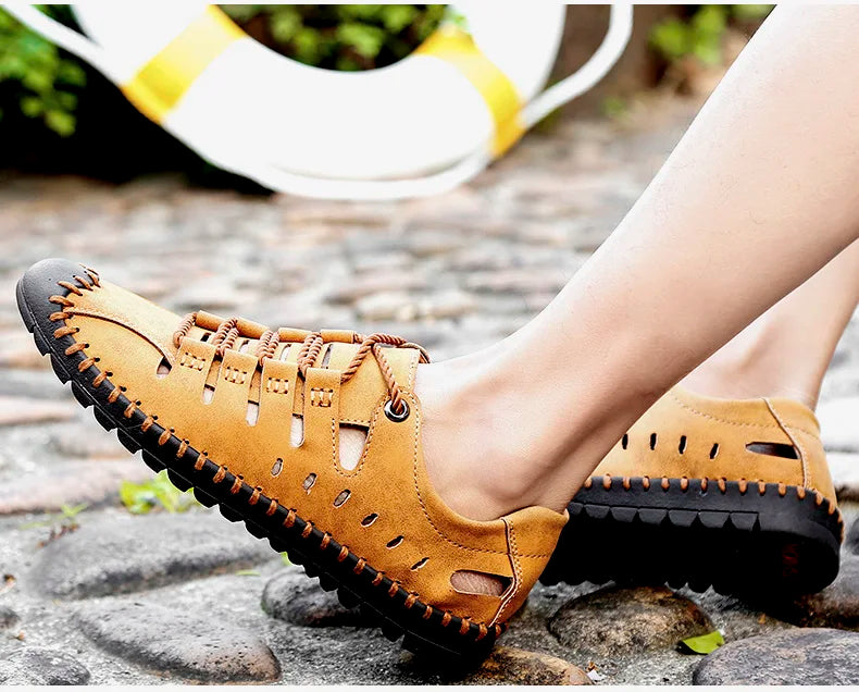 Men Leather Sandals Comfortable Outdoor Casual Shoes 2022 Summer Beach Casual Walking Male Sneakers Men Beach Casual Sandals
