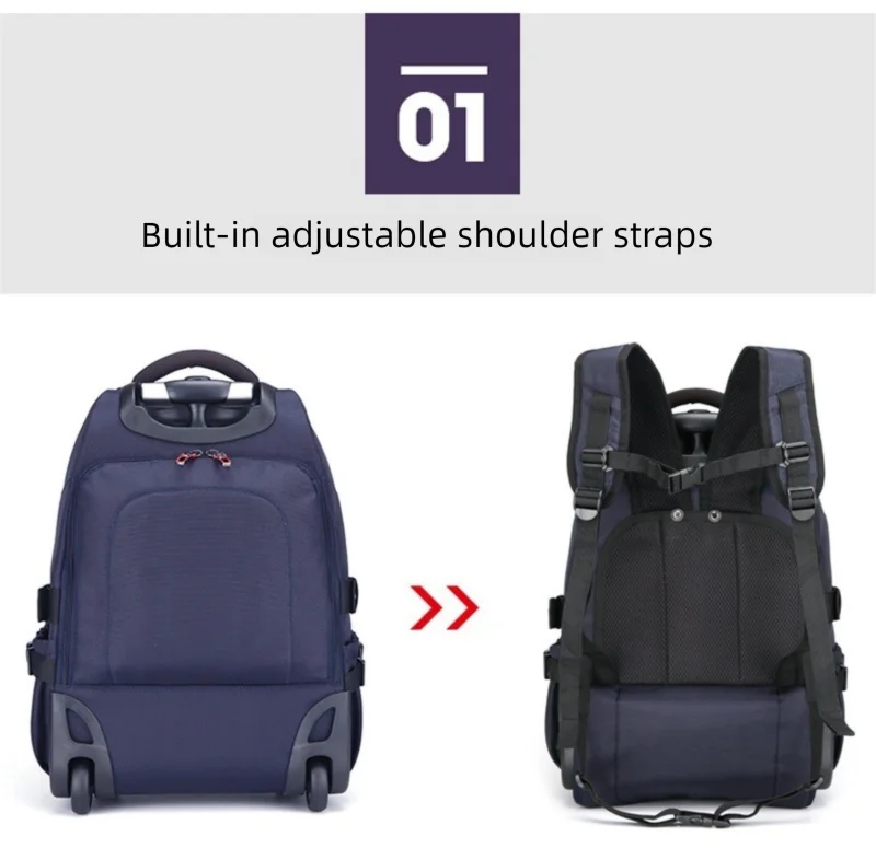 Airline Approved Carry On Backpack for Men Large Capacity Luggage with Telescopic Handle Durable Wheels TSA Friendly Travel Bag