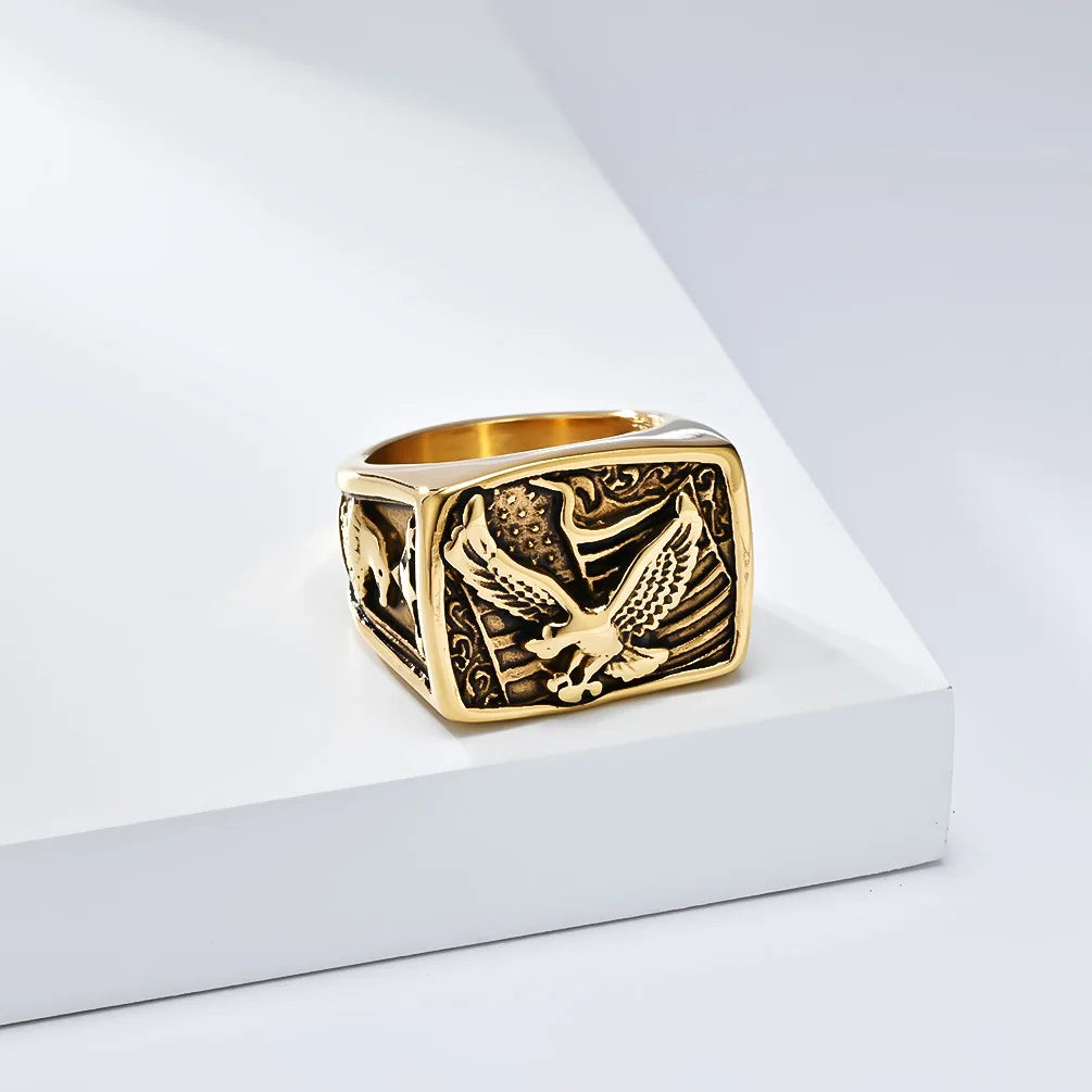 Eagle Rings Stainless Steel Art Retro Men Fashion Ring Jewelry