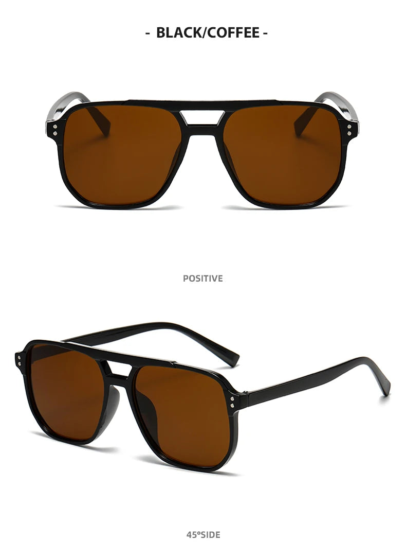 6pcs Combination Fashion Rivet Double Beam Men's Sunglasses Pilot Sun Glasses Cross-border Riding Driving