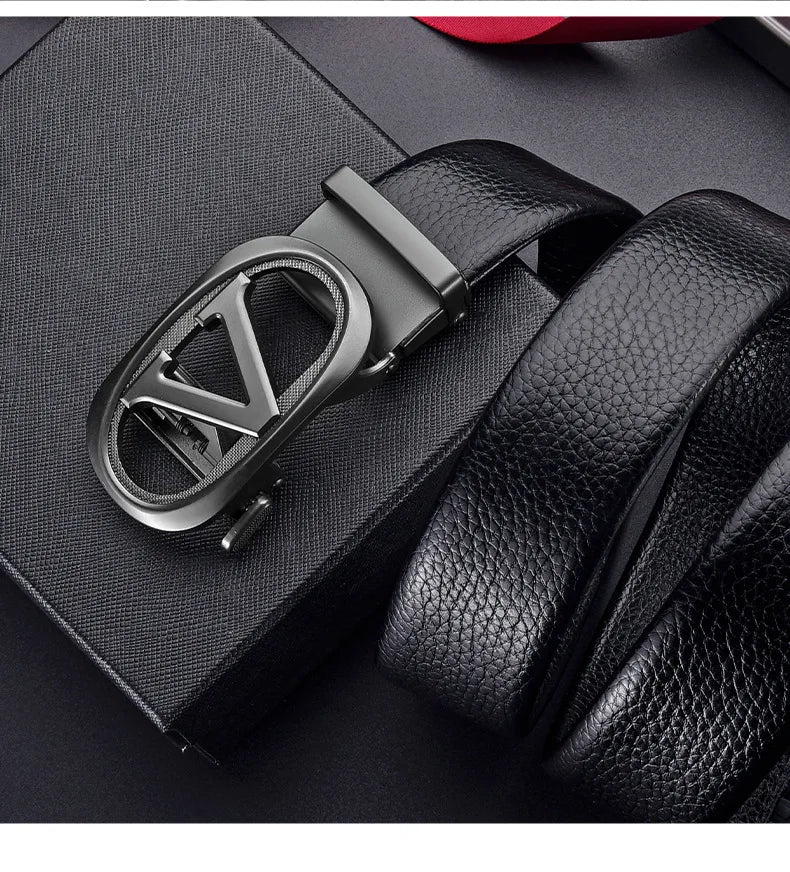 Belt, Men's Fashion, Student Automatic Buckle Leather Belt, Men's Business Casual Versatile Men's Pants Belt
