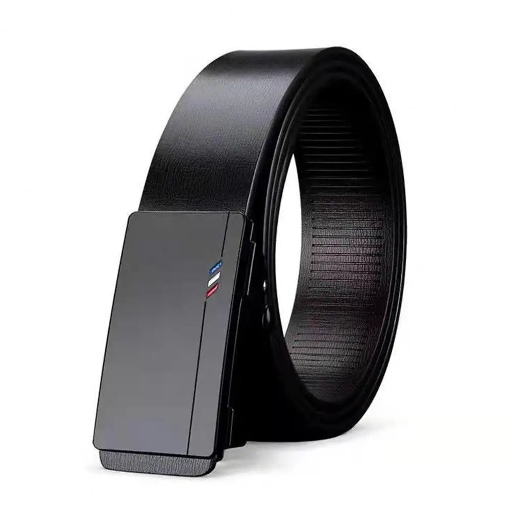 120cm Men Belts Automatic Buckle Belt Formal Faux Leather Adjustable Long-lasting Men Business Belt Casual Buises for Jeans