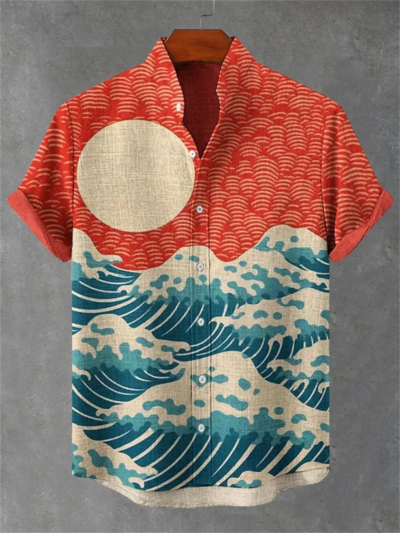 New Men's Linen Black Cat Art Shirt 3D Printed Casual Hawaiian Shirt Summer Men's Short Sleeve Shirt Beach Top
