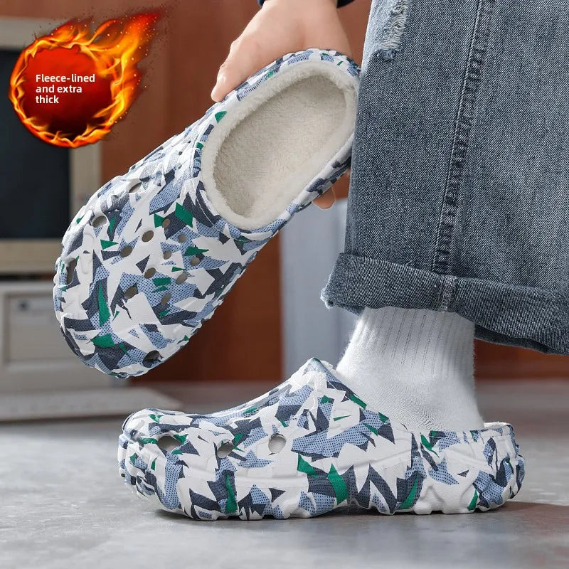 New Men Winter Slippers Indoor Comfortable Warm Slippers Summer Removable Sandals Men Casual Non Slip Plush Fur Slippers for Men
