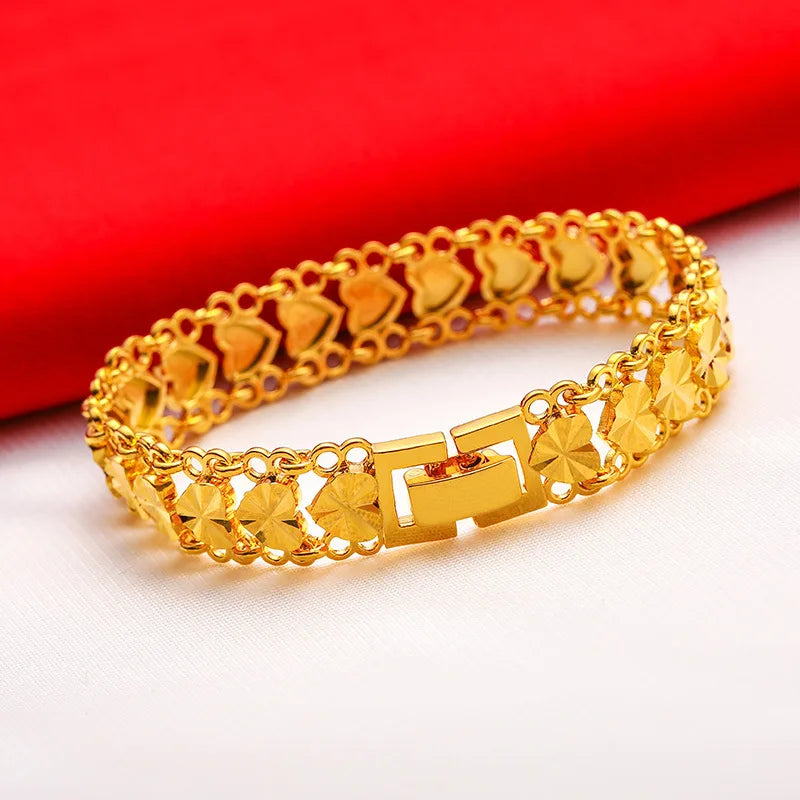 EternaGold 24K gold adjustable bracelet  AU999 full gold, wide-face shiny body shape is simple and elegant