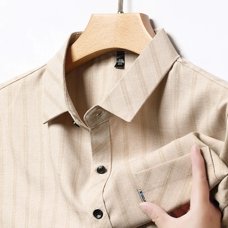 New Men's Business Casual Short Sleeved Printed Shirt with Wrinkle Resistance No Ironing Comfortable All Season Versatile Top