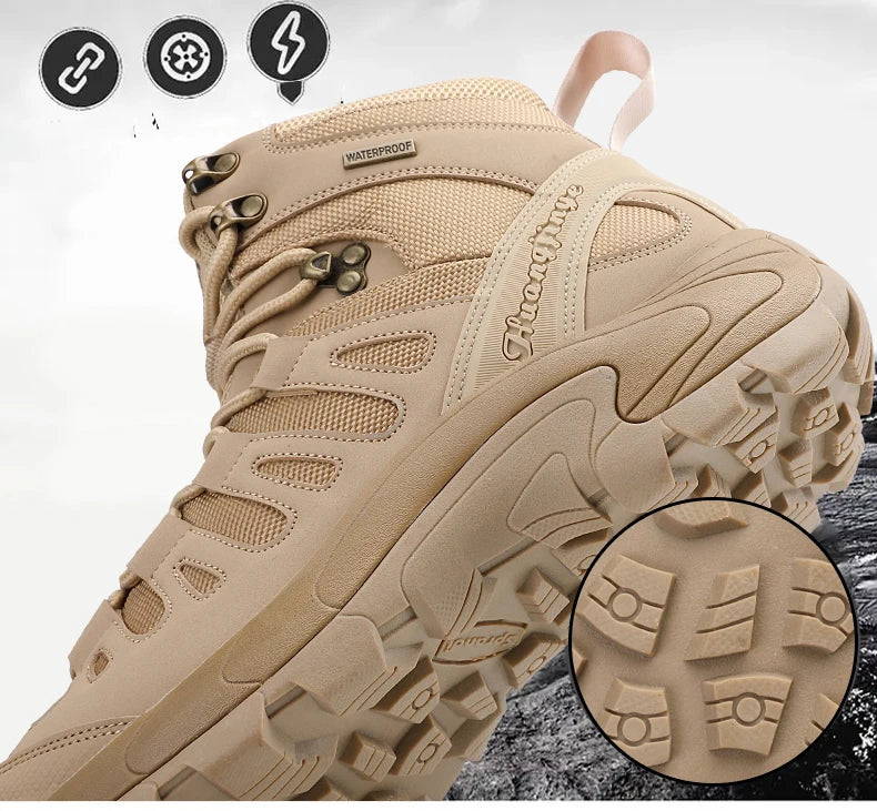 Fashion Men's Boots Tactical Combat Boots Outdoor Non-slip Hiking Boots Lightweight Men Desert Boots Motorcycle Boots