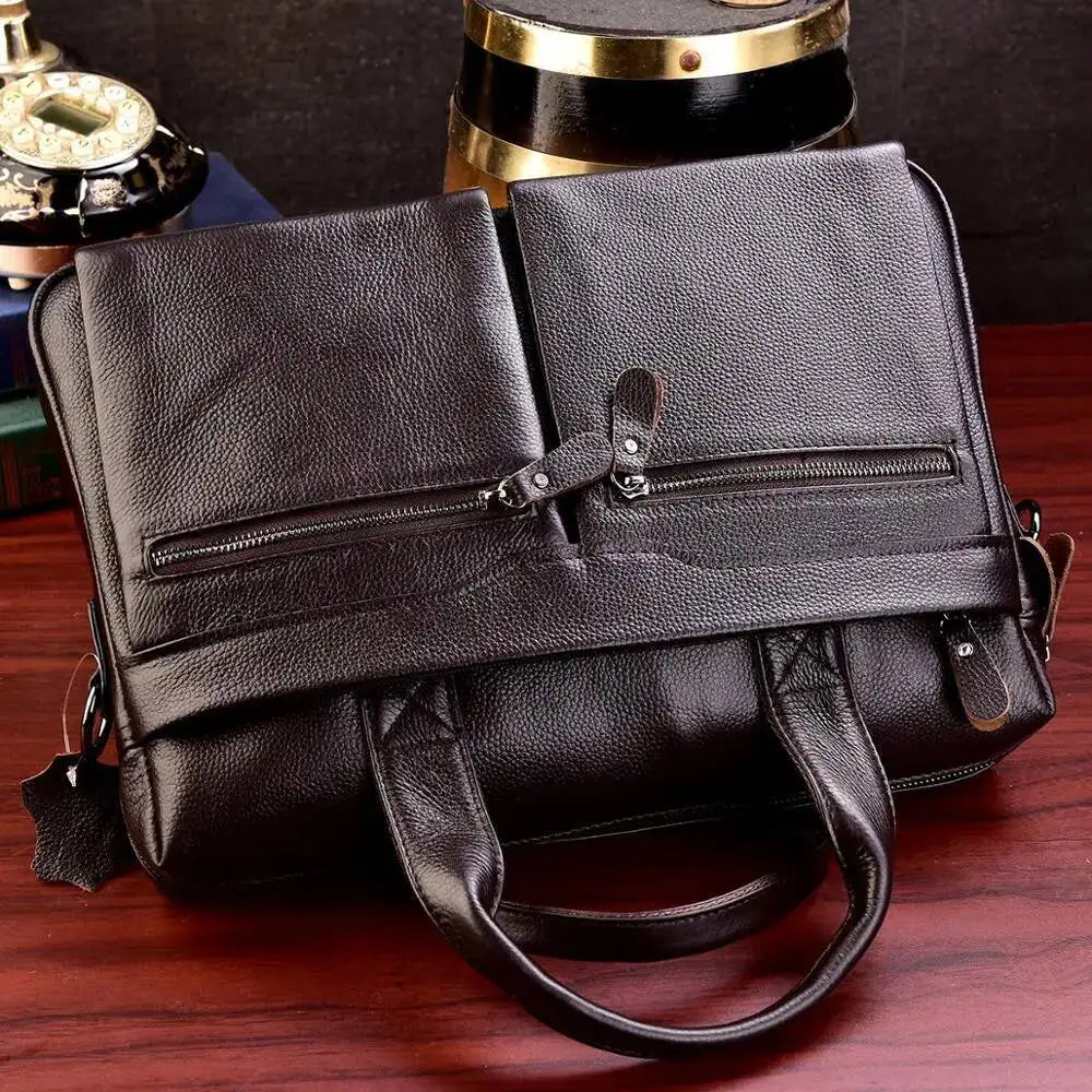 Business Laptop Bag Genuine Handbags Male Travel Briefcases Men High Quality Cowhide Leather Messenger Bags