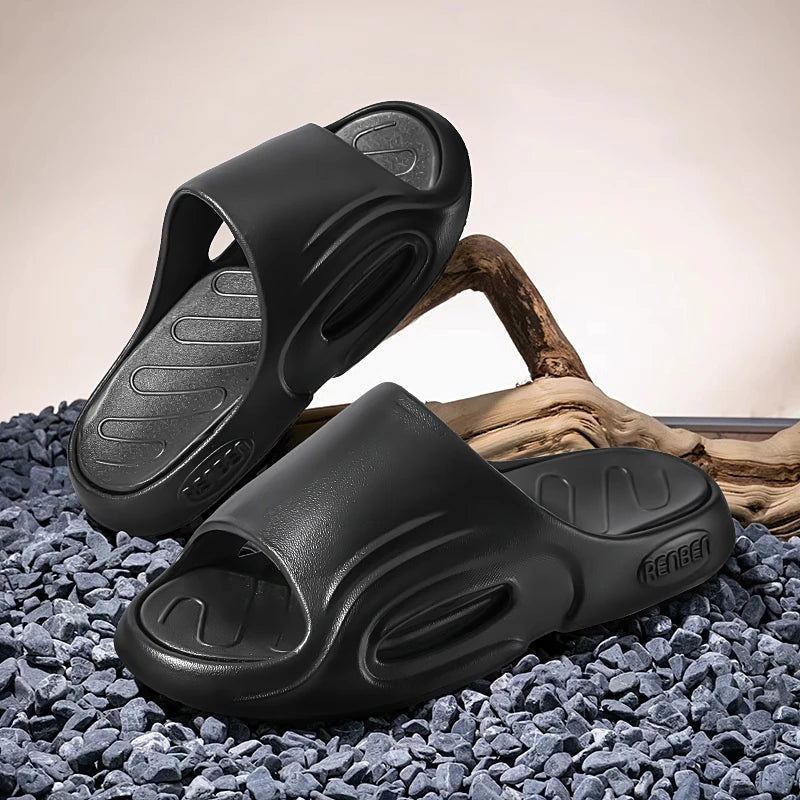 New Men Slippers Slides with a Sense High Aesthetic Value External Wear Anti Slip Thick Bottom, Beach Cool Slippers for Men