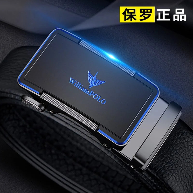 Men's leather belt with automatic buckle, casual pants belt, fashionable high-end belt, business waist belt