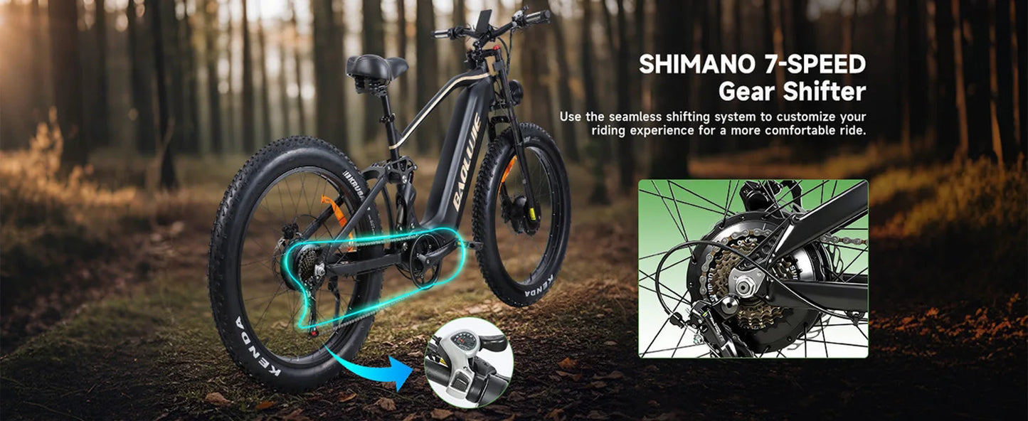BAOLUJIE P2 Electric Bike for Adults，Long Rang 90 Miles Electric Bicycle，Peak 5000W Dual Motor 52V 23AH E bike，Max Speed 36 MPH