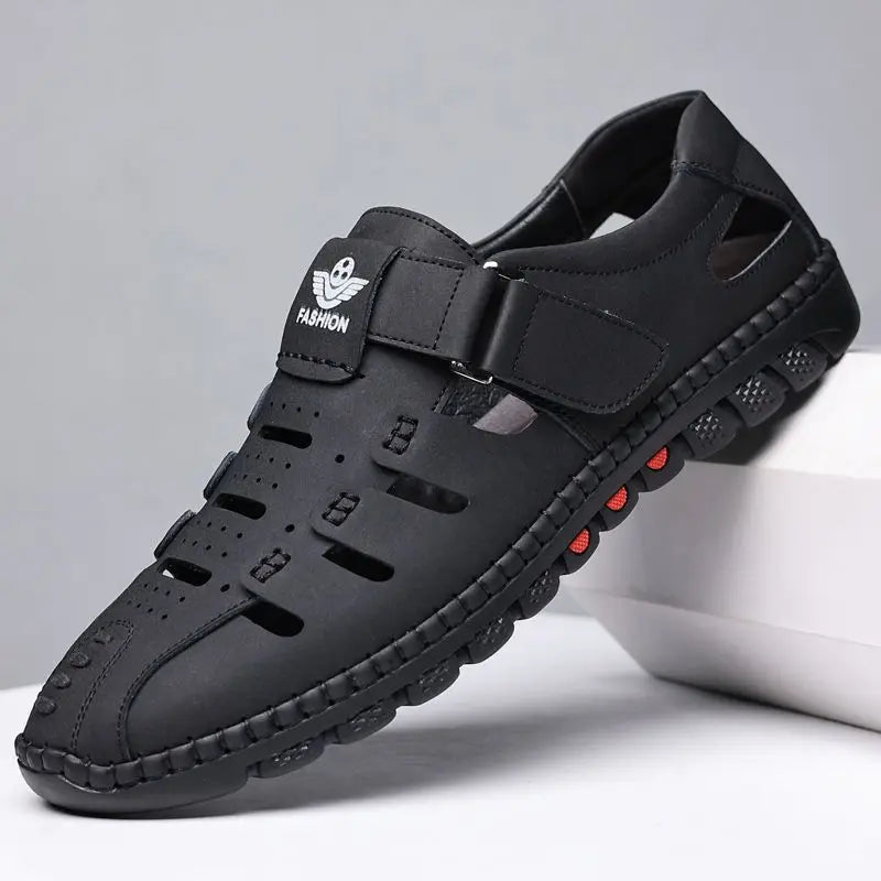 Men Sandals Leather 2024 Summer Breathable Casual Shoes for Man Slip on Clogs Outdoor Walking Shoes Non Slip Hand Made Sandalias