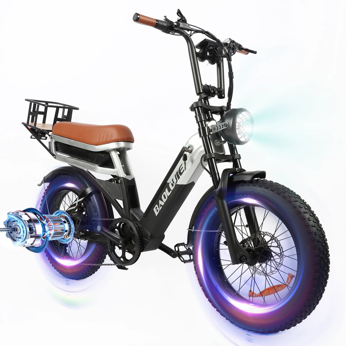 BAOLUJIE 1200W/5000W Ebike Mountain Ebike Fat Tire 48V/52V Battery Electric Bicycle Max 38MPH Electric Bike for Adults Off-road