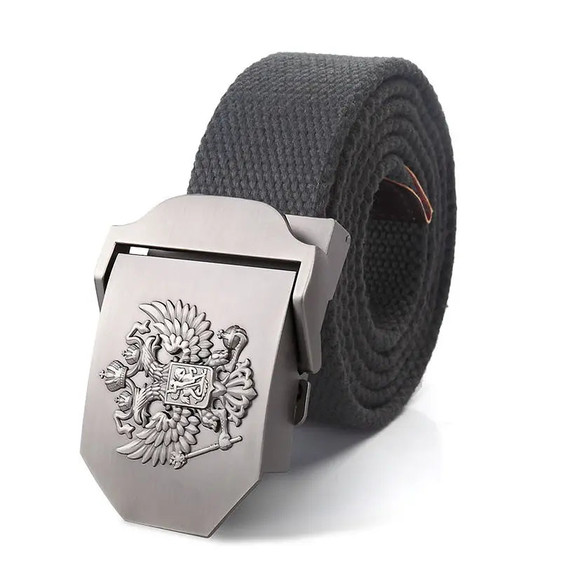 Men Canvas Belt Russia Metal Buckle Belts for Men Jeans Waistband Army Military Tactical Belts Outdoor Soldier Strap Male Black