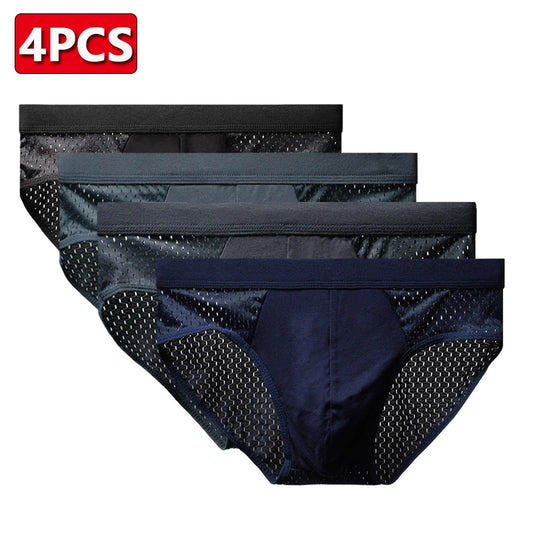 Men Underwear Male Thin Breathable Triangle Panties for Men's Ice Silk Briefs Mesh Sexy Square Corner Pants for men's Shorts