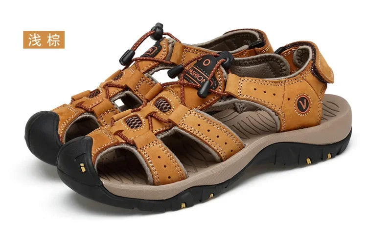 Sandals Summer New Men'sHollow Breathable Sandals Slippers Outdoor Baotou Beach Shoes Dad's Shoes Mens Shoes sandalias2024
