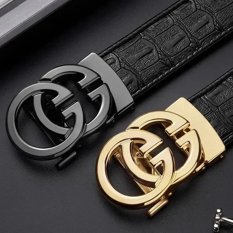Men's Belt Made of High Quality Material Metal Alloy Automatic Buckle Brand Luxurious Design Men's Belt