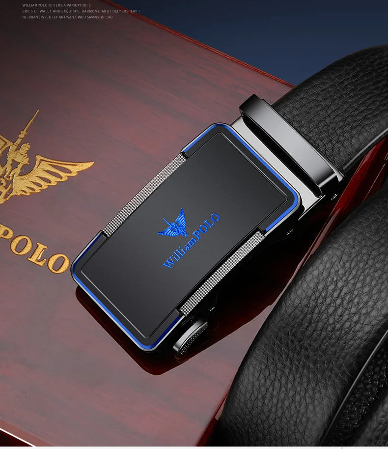Men's leather belt with automatic buckle, casual pants belt, fashionable high-end belt, business waist belt