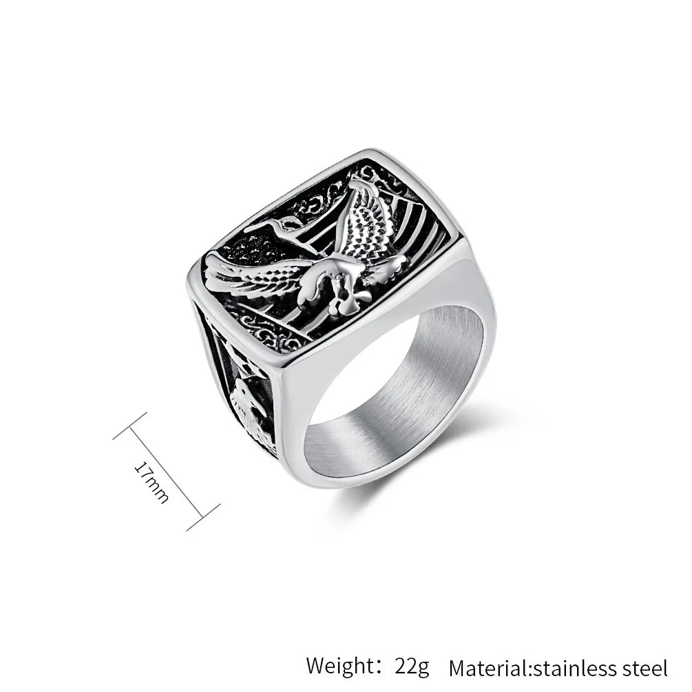 Eagle Rings Stainless Steel Art Retro Men Fashion Ring Jewelry