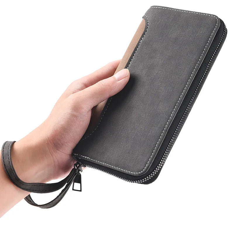 Men's Long Wallet Fashion Multiple Card Slots Card Holder Men Business Wallet Zipper Phone Pouch Coin Purse Change Card Bag