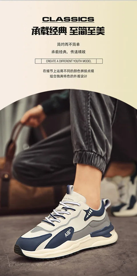 Sneakers Male Autumn Man Shoes Leather Surface Sport Shoes Men Men's Versatile Sports Casual Winter Running Shoe Increase Height