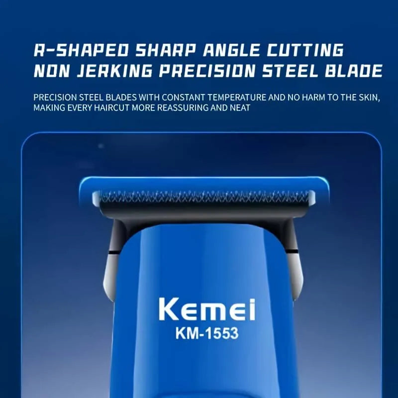 Kemei KM-1553 High Quality Men's Adult Cordless Hair Clipper with LED Display Barber Clipper Salon USB Charging Wet & Dry