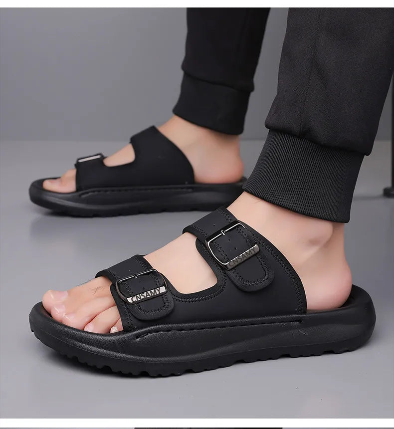 Men's Slippers 2025 Summer Breathable Outdoor Beach Sandals Non Slip Flip Flops New Flat Slippers High Quality Men's Shoes