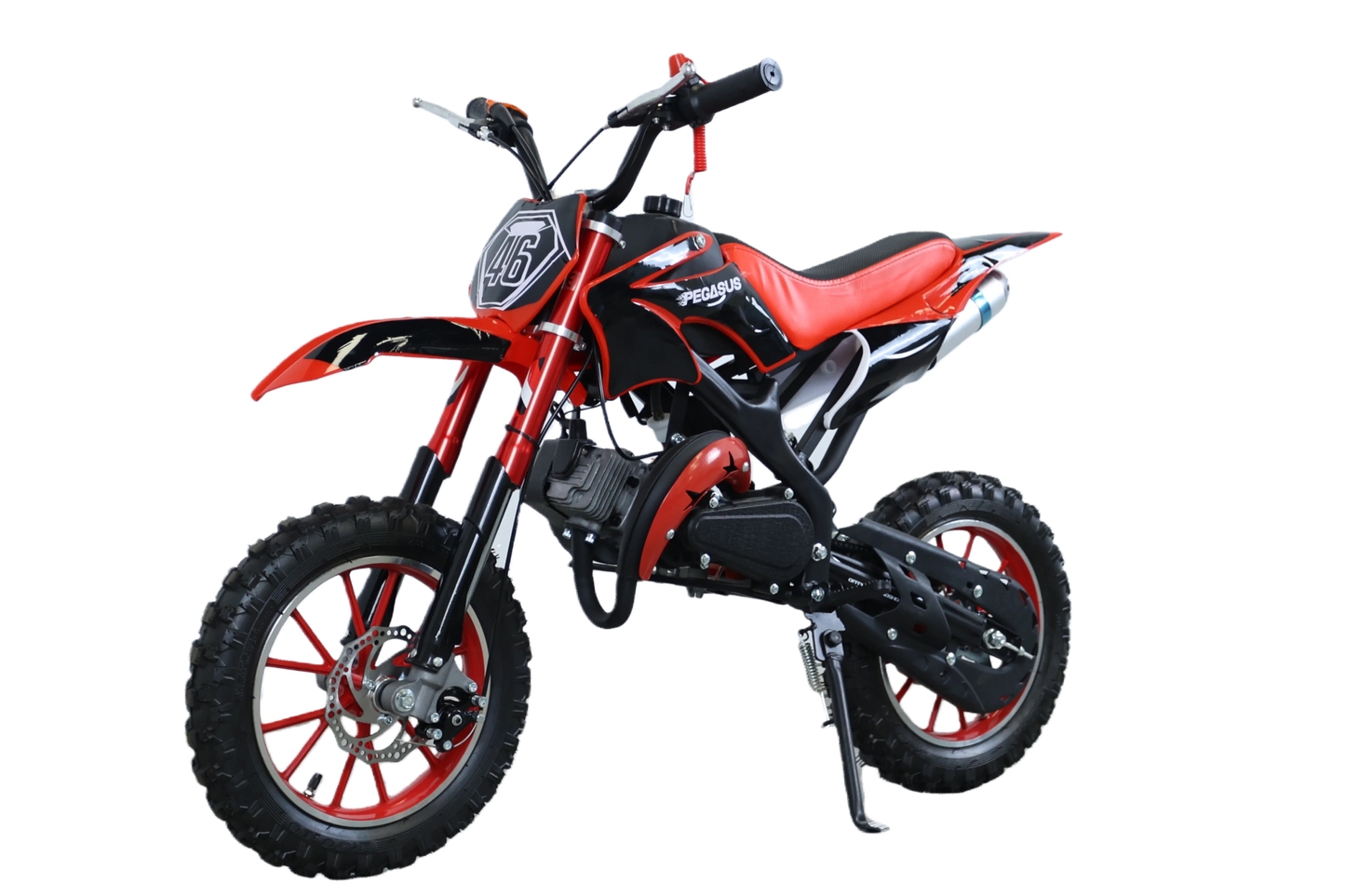 49cc Kids Dirt Bike, 2-Stroke Gas Powered Mini Motorcycle for Kids 8-14, Dual Disc Brakes, Front & Rear Suspension, 10” Off-Road