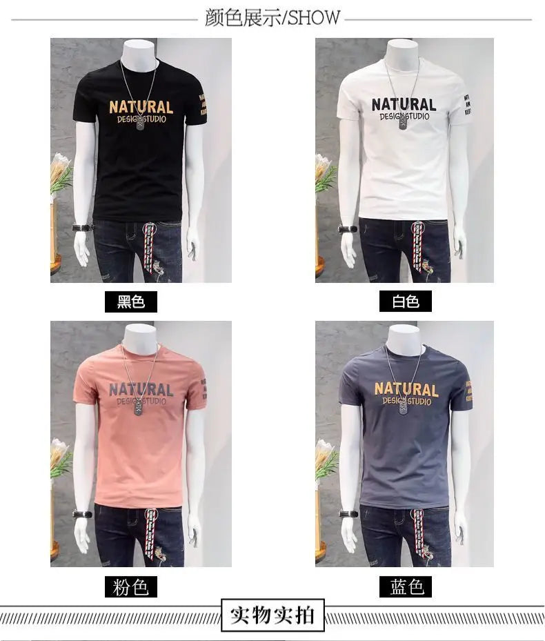 Designer Clothes Men's Summer Casual Cotton T-Shirts O-Neck Letter Print Tops Fashion Handsome Look Short Sleeve T-shirt for Men